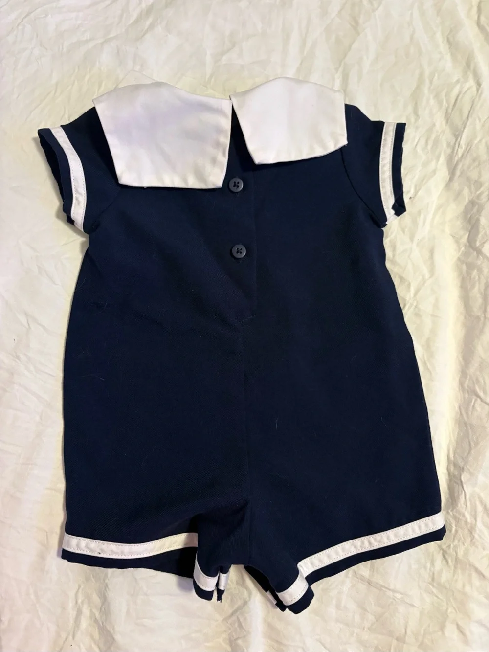 Navy Sailboat Embroidered One-Piece Romper for Kids